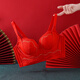 Catman Big Red Zodiac Year Unterwäsche Frauen kleine Brüste ohne Stahlringe Jahr der Schlange verheiratete Braut sexy BH Set 6624 Hongyun Geschenkbox Set 80B /36
