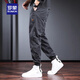 Romon casual pants men's trendy summer loose trousers pants solid color work pants 2025 versatile men's men's clothing dark gray L (141-155Jin[Jin equals 0.5 kg])