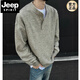 JEEP SPIRIT American cleanfit Henry collar sweater men's winter trendy inner wear handsome long-sleeved men's bottoming sweater gray M