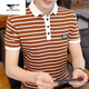 
SEPTWOLVES summer new men's pure cotton slim short-sleeved men's youth lapel T-shirt POLO. shirt striped thin ins short-sleeved men's black 5012- XL [120-135Jin[Jin equals 0.5 kg]]