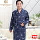 Modal mezzanine autumn and winter men's nightgown for middle-aged and elderly pure cotton thickened long winter large size warm middle-aged dad's pajamas A1049-Three-layer thickened cotton nightgown-no pills inside and outside 3XL (190) -