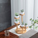 Housewife solid wood desktop multi-layer small flower rack succulent solid wood bay window balcony living room office flower pot rack storage green plants five round flower rack