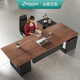 Austen black walnut solid wood boss desk with side cabinet president manager chairman office furniture log desk pine table 200*80*75*4.5
