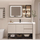 
Simple solid wood ceramic basin integrated basin bathroom cabinet floor-standing wash basin cabinet combination bathroom face washing custom 12048 light luxury gray smart mirror cabinet floor cabinet style