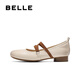 百丽（Belle）博主同款扣带时装玛丽珍鞋女2025春新优雅鞋D3Z1DAQ5 米白 37 (235mm)
