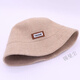 Tin Manchen Hat Women's Autumn and Winter New Fisherman Hat Wool Blended Warm and Coldproof Small Leather Label Casual Knitted Fishbowl Hat Light Khaki One Size