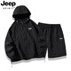 吉普（JEEP）防晒衣套装男夏季2025新款防紫外线冰丝防晒服短裤两件套男女 682-暗红套装 L