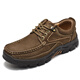 Xingxian Lu-Männerschuhe weiche und komfortable handgefertigte Freizeitschuhe Hartschuhe-resistente atmungsaktive Kuhlädenschuhe Herren Wanderschuhe im Freien im Freien 6198 Khaki 44