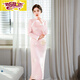 Initial diameter plus velvet and thickened cheongsam 2025 new autumn and winter young style improved retro long-sleeved long style women's pink warm pink velvet and thickened M 85-100Jin Jin equals 0.5 kg
