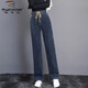 Pecker Elastic Taies Straight Jeans pour femmes 2025 NOUVELLE TAILLE PRINCIPAL ET Été GRANDE TAILLE LORD PANTAL LEG-LEG 9928 # BLUE GARY S