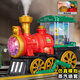 Chisen Children's Electric Spray Dampf Train Toy Universal Lokomotive Model Jungen San Stoßfänger Auto 1-3 Elektrische Universal Spray Train-Red QB-34 Batterieausgabe + 3 Abschnitte 5 + Schraubendreher