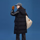 Ai Lai mid-length down jacket women's casual hooded Korean style duck down over-the-knee winter coat honey tea brown 155