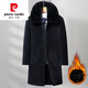 Pierre Cardin winter clothing for middle-aged and elderly people, long woolen coat for men, warm windbreaker for dad, grandpa cotton coat, 806 long brown 195/4XL recommended 170Jin Jin is equal to 0.5kg -190Jin Jin is equal to 0.5kg to wear