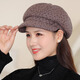Jieyingshi spring and autumn hat women's octagonal hat Korean style woolen middle-aged and elderly mothers warm beret autumn and winter burgundy