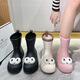 Zhenxiu girls' rain boots fashionable outside wear women's water shoes non-slip waterproof rain boots mid-tube water boots children's rain boots soft rubber shoe cover rain boots [white big eyes edge-removable insole] 40-41