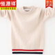 Hengyuanxiang boys' 100% pure wool fleece sweater autumn and winter new student sweater bottoming round neck sweater for middle and large children gray XS 100cm