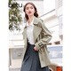 Betu women's spring new style windbreaker British style mid-length windbreaker that covers the flesh and looks slimming for women 2401T48 light khaki green M