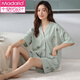 
Modal 2025 new cotton pajamas women's short-sleeved shorts summer thin cotton summer cardigan home clothing set N 9889 L (100-120Jin [Jin equals 0.5 kg])