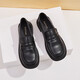 Daphne single shoes women's leather small leather shoes new versatile flat loafers one-leg women's shoes 422104579 black 38