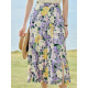 INMAN pastoral retro pleated floral slimming hip-covering slit skirt for women summer 18322305 Roland Purple M
