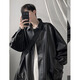 
Digada black pu leather jacket men's autumn and winter American retro pussy motorcycle style leather jacket men's trendy brand versatile top WJS-W9274 brown L