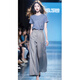 Oudihui (Oudihui) 2025 this year's popular casual pants women's summer match with a whole set of clothes, light-maturity wide-leg pants two-piece suit, blue suit, L
