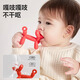 IKV (IKV) small mushroom baby teether for 3 months old, anti-eating hand and oral chewing gum for 0-6 months, 4 months + balloon dog teether - red, free storage box