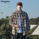 MMOPTOP日系复古长袖格子衬衫男士秋冬季潮流宽松休闲外套6062 咖啡 L