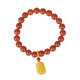 OUCERNY Baoshan Southern Red Agate Bracelet Buddha Bead Full Flesh Persimmon Red Multi-Bracelet Men and Women Style with Beeswax Pixiu Pendant