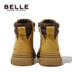 Belle Kinderschuhe Mädchen britische Stil Martin Boots 2024 Herbst neue Jungen Boots Baby Mode Lederstiefel Kies Kamel 27