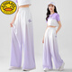 
G.DUCKKIDS Little Yellow Duck Girls Set 25 New Children's Chinese Style Summer Two-Piece Set Medium and Large Children's Sports Quick Dry Clothes Summer Clothes 9889 White + 15117 Purple Pants 120 cm