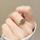 GRAMDA925 Silver Small Sugar Cube Hetian Jade Ring Women's Open Jade Ring Jewelry Birthday Gift for Girlfriend and Wife Small Sugar Cube Hetian Jade Silver Ring (Certificate)