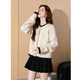 TonLion 2025 Autumn and Winter Women's Round Neck Contrast Color Striped Cable Cardigan