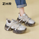 
ZHR dad shoes for women retro thick sole heightened casual shoes for women light trendy comfortable women's shoes G677 gray 35