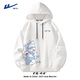 Pull back sweatshirt men's hooded spring and autumn heavyweight loose youth cartoon ins versatile autumn pullover jacket men's hoodie white (big star shark chest right subscript) L/175 (back to trend brand quality assurance)
