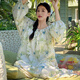 Fairy Yi avec poitrine de cheminée intégrée pour les femmes au printemps et à l'automne à manches longues Cotton Yarn Casual peut être porté à l'extérieur en pyjamas de style chinois et vêtements à domicile 13063 m