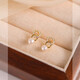 BOMP Shijiahua Roski Zirconium S sterling silver needle double ring pearl earrings 2025 new hot style earrings women's autumn and winter earrings S999 sterling silver needle pearl double ring earrings 2364