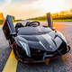 Baby Tiger Lamborghini children's electric car four-wheel sports car with remote control car baby toy car for little boys and girls can seat people four-wheel drive black large battery + soft wheels