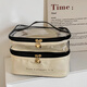 Baby Beile Makeup Bag Women's Large Capacity Washing Bag High-Precision Portable Travel Double-Layer Transparent Waterproof Washing Storage Bag Handheld Beige-Cosmetic Bag