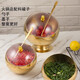 Jinjiang hot pot restaurant seasoning jar combination stainless steel seasoning jar commercial seasoning container seasoning bowl seasoning jar (14cm gold) with base + gold spoon 0.6L