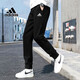 Adidas Männer Sportanzug Fitness lässig und modische Kragenjacke mit offener Briefe lose Strickhosen H46101+GK9226/Black Drei Streifen an der Seite der Jacke m