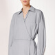 Moins [Série XUN] Spring Simple Design Long Velvet Cotton Cotton Long Mange Shirt Robe 2O4G12590 452 Grey Rose Blue S
