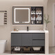 
Simple solid wood ceramic basin integrated basin bathroom cabinet floor-standing wash basin cabinet combination bathroom face washing custom 12048 light luxury gray smart mirror cabinet floor cabinet style