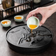 An Junsheng Kung Fu tea set tea tray small set one pot four cups portable home dormitory hotel teapot tea cup simple black purple sand 1 pot four cups + melamine round black plate - Yuanshan