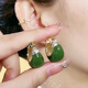 High-end earrings, fashionable retro green dripping glaze earrings, niche design, versatile earrings, Hong Kong style silver needle earrings, versatile earrings, direct supply from the manufacturer, limited time limit