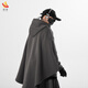 Shushuang 2025 autumn and winter large size heavy industry cloak men's heavy functional loose coat shawl fake two-piece hooded jacket black regular XL recommended 115-145Jin Jin equals 0.5 kg