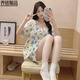 Pyjamas de piano Qiao Mingxin avec poitrine de poitrine pour femmes pour les vêtements de coton pur à manches courtes en été purs coton mignon coton maison mince Étudiant lâche DWX-3927-4 [Apportage de poitrine] L [95-110jin [Jin est égal à 0,5 kg]]]