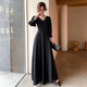 Maxbeth Black Evening Dress 2025 New Demperament Banquet Light Luxury Nishe High-end Art Exam Платье для женщин Dark Night Black S