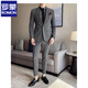 ROMON high-end suit suit for men, business casual, versatile suit, two-piece suit, Korean version, slim fit groom's wedding dress, light gray two-piece suit (suit + pants) 2XL Recommendation 135Jin Jin is equal to 0.5kg -149Jin Jin is equal to 0.5kg