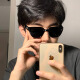 
Lekali sunglasses, sunglasses, men and women, internet celebrity retro street shot, hot girl glasses, slim round face, seaside personality, small frame photography, sunglasses [black gray film] + black box